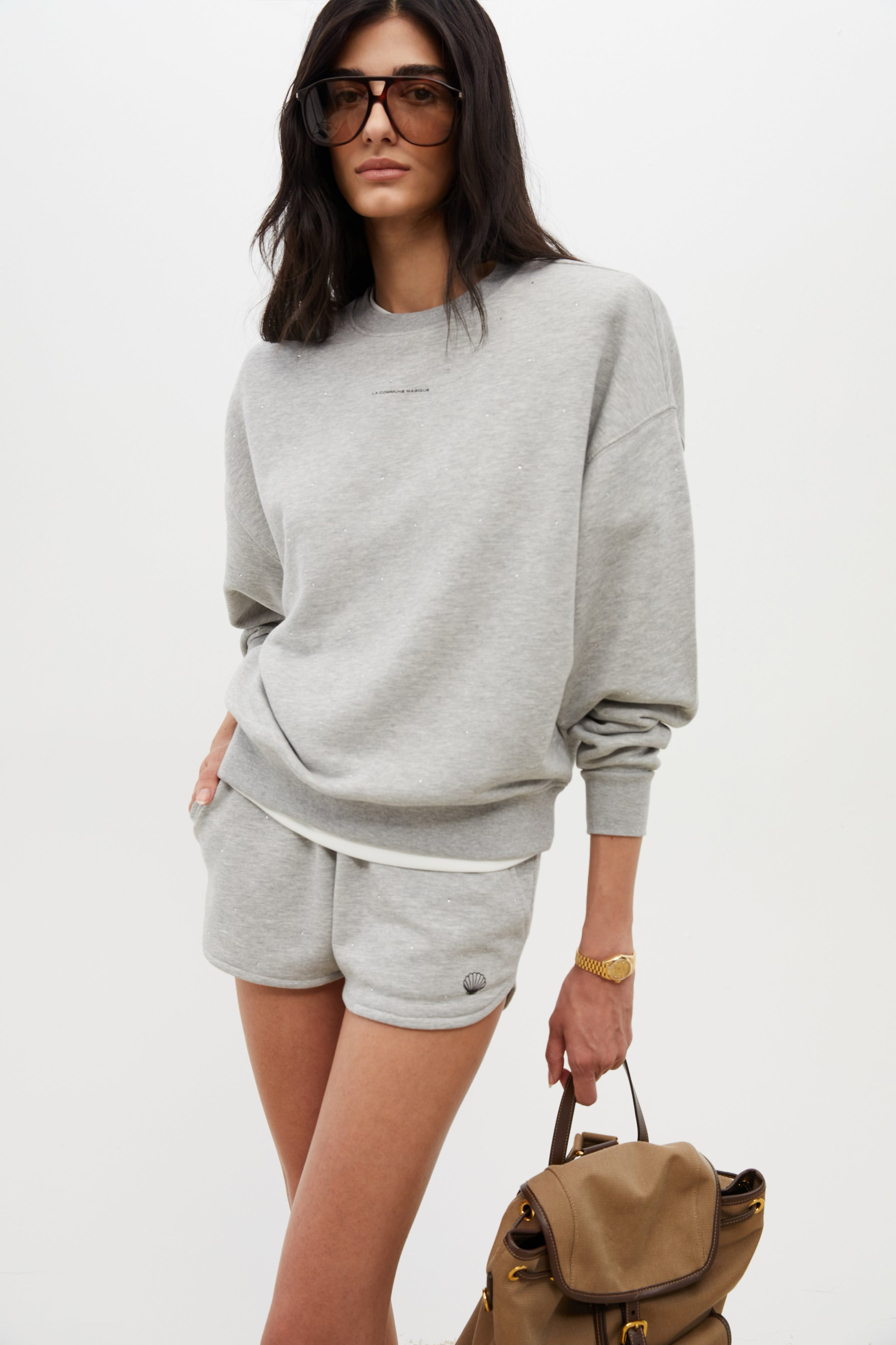 Grey Jewelled Jersey Sweatshirt